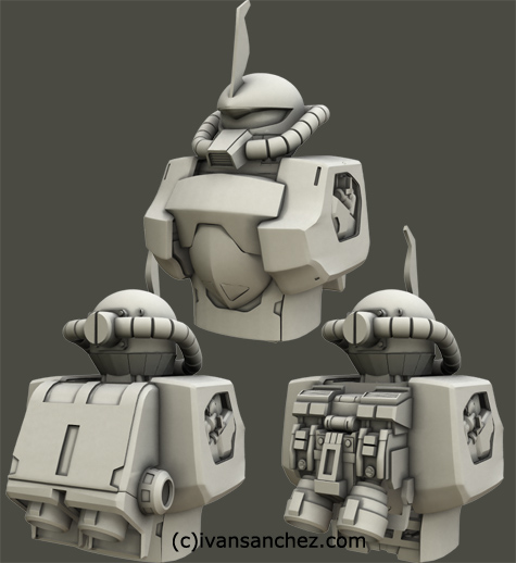 mobile suit gundam zaku II F2 ver 2 gouf custom J 3d mesh cg sandrum bonds of the battlefield senjo no kizuna
