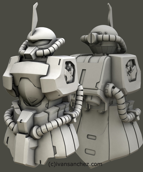 mobile suit gundam zaku II F2 ver 2 gouf custom J 3d mesh cg sandrum bonds of the battlefield senjo no kizuna 