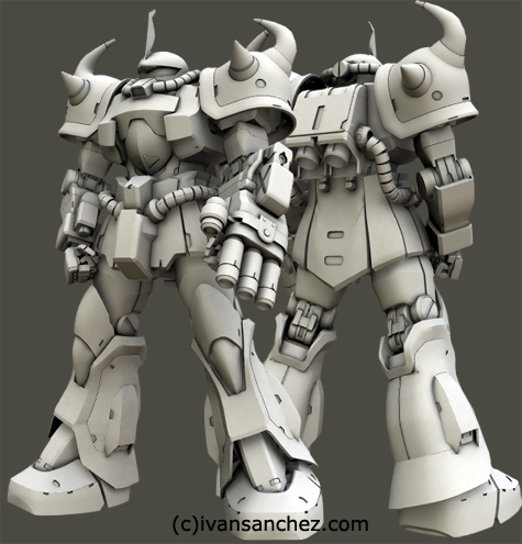 mobile suit gundam zaku II F2 ver 2 gouf custom J 3d mesh cg sandrum bonds of the battlefield senjo no kizuna