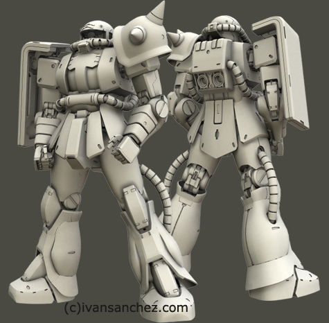 mobile suit gundam zaku II F2 ver 2 gouf custom J 3d mesh cg sandrum bonds of the battlefield senjo no kizuna