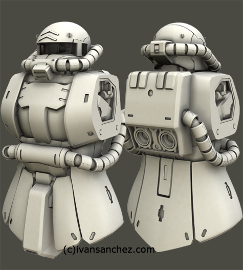 mobile suit gundam zaku II F2 ver 2 gouf custom J 3d mesh cg sandrum bonds of the battlefield senjo no kizuna 
