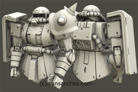 mobile suit gundam zaku II F2 ver 2 gouf custom J 3d mesh cg sandrum bonds of the battlefield senjo no kizuna