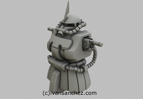 zaku II f2 mesh sandrum 3d