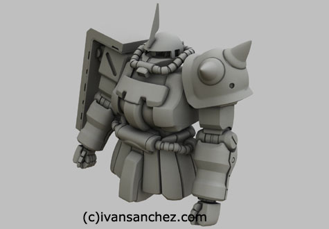zaku II f2 mesh sandrum 3d