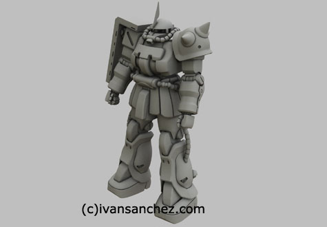 zaku II f2 mesh sandrum 3d