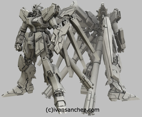 mobile suit gundam char's counterattack beltorchikas children hi nu hi-nu nightingale sazabi 3d mesh cg sandrum