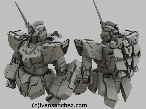 mobile suit gundam Unicorn Destroy mode 3d mesh cg sandrum