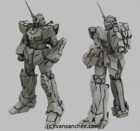mobile suit gundam Unicorn Destroy mode 3d mesh cg sandrum