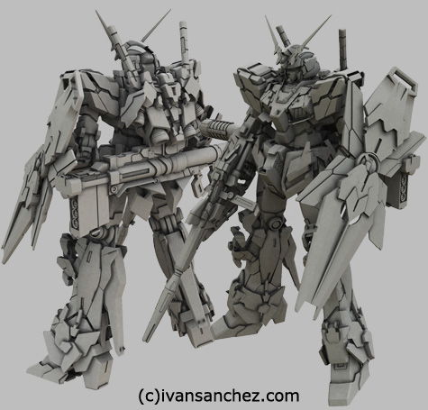 mobile suit gundam Unicorn Destroy mode 3d mesh cg sandrum