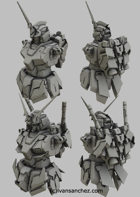 mobile suit gundam Unicorn Destroy mode 3d mesh cg sandrum
