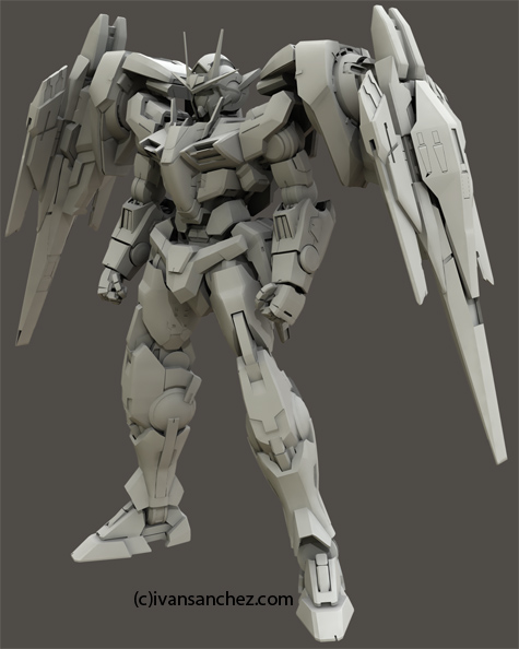 mobile suit gundam 00 double 0 raiser riser 3d mesh cg sandrum