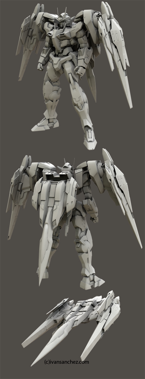 mobile suit gundam 00 double 0 raiser riser 3d mesh cg sandrum