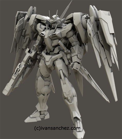 mobile suit gundam 00 double 0 raiser riser 3d mesh cg sandrum