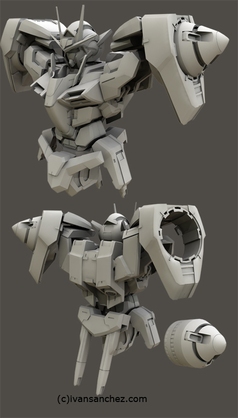 mobile suit gundam 00 double 0 raiser riser 3d mesh cg sandrum