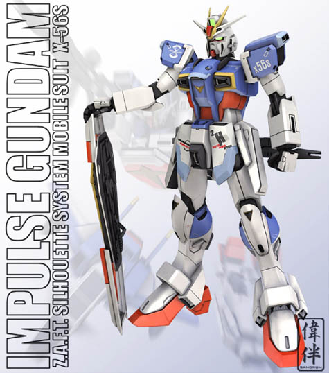 CG Impulse Gundam mesh 3D lightwave sandrum repair