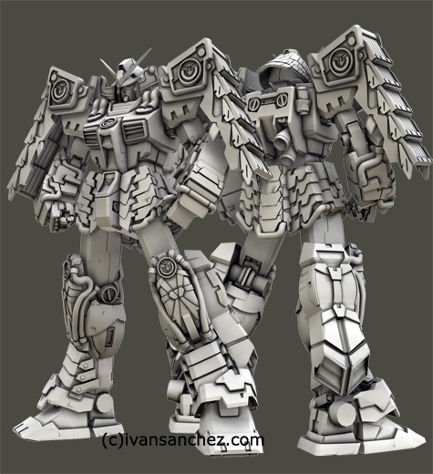 mobile suit gundam shin musha mode 3d mesh cg sandrum